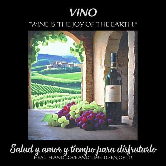 WALL ART -- VINO. 8X8 INCHES. A RAISED TILE IN A BLACK FRAME - Picture 3 of 3